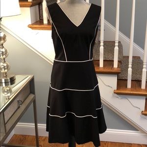 Banana Republic black dress with cream pipping.